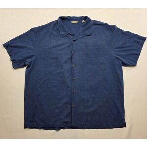 Paradise Collection Men's Blue 100% Silk Button Up Camp Shirt. Size XXL